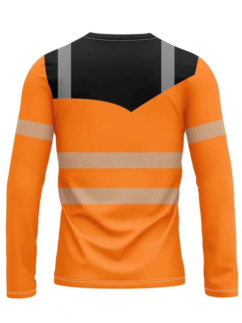 Men's Long-Sleeve Athletic T-Shirt — High-Performance Sportswear — Quick-Drying Top with Fluorescent Color-Blocking