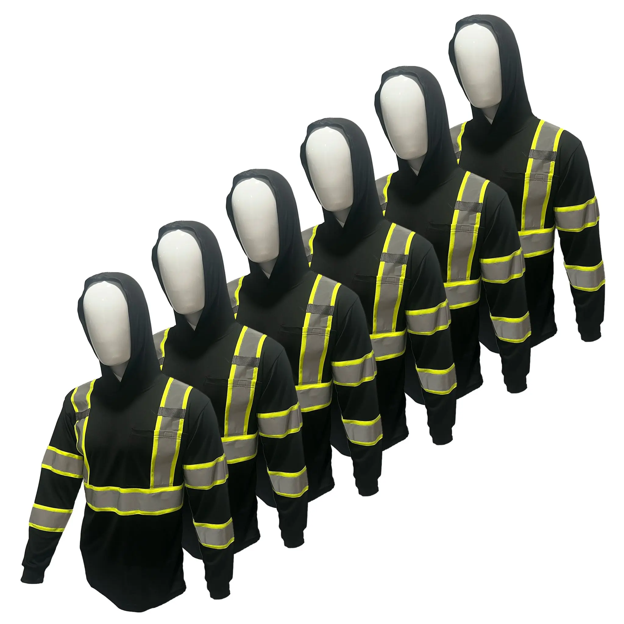 6-Pack Hi-Vis Performance Work Hoodie Shirts (Quick-Dry & Breathable)