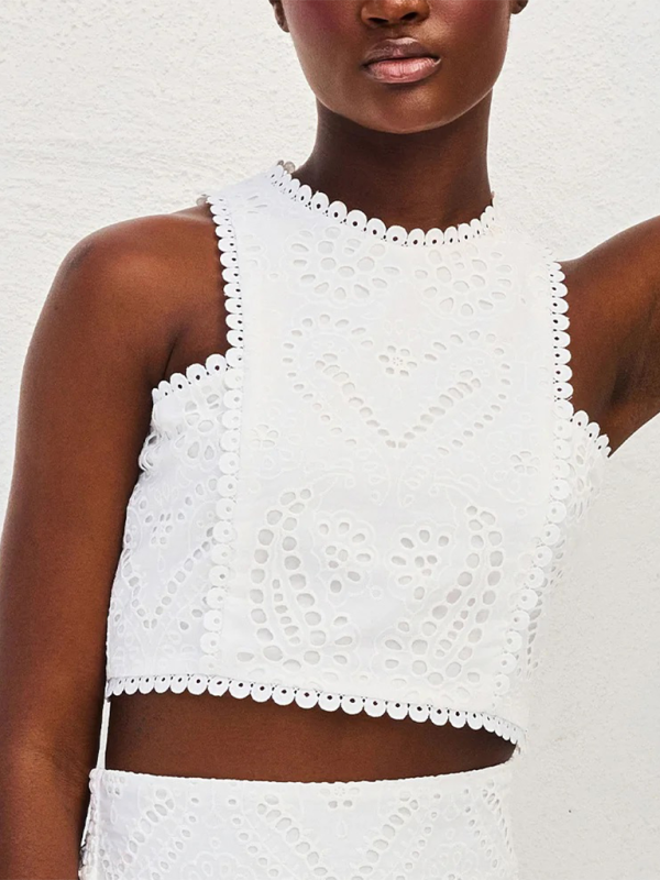 Sleeveless Elegant Lace Two-Piece Maxi Skirt Set