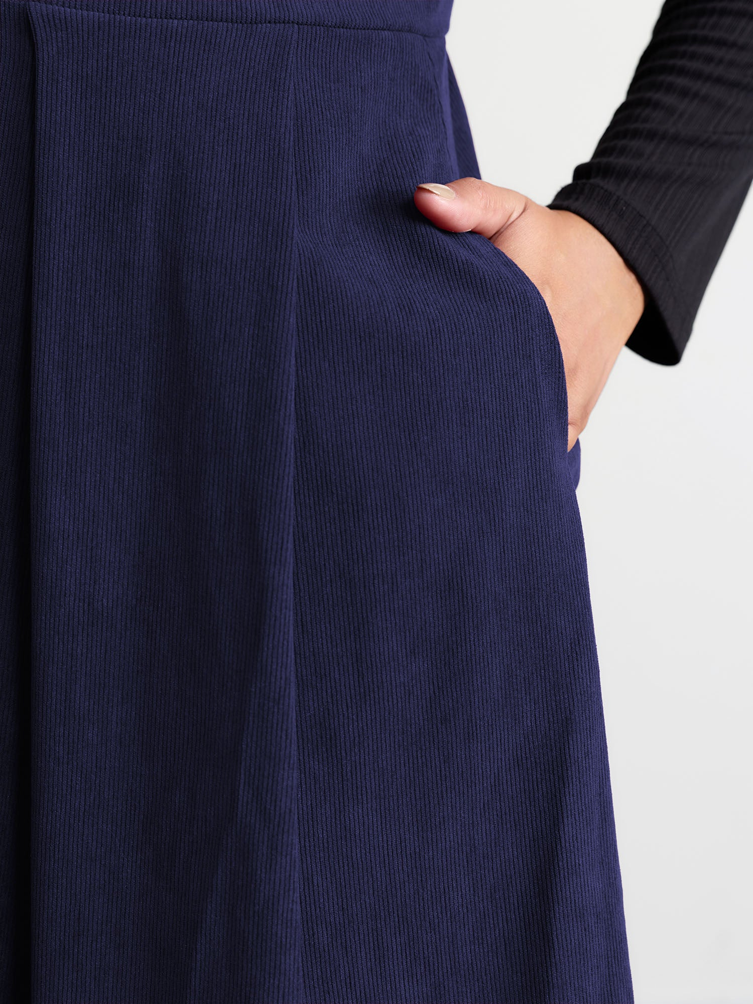 Corduroy Stretchy Waist V-Neck Mini Dress