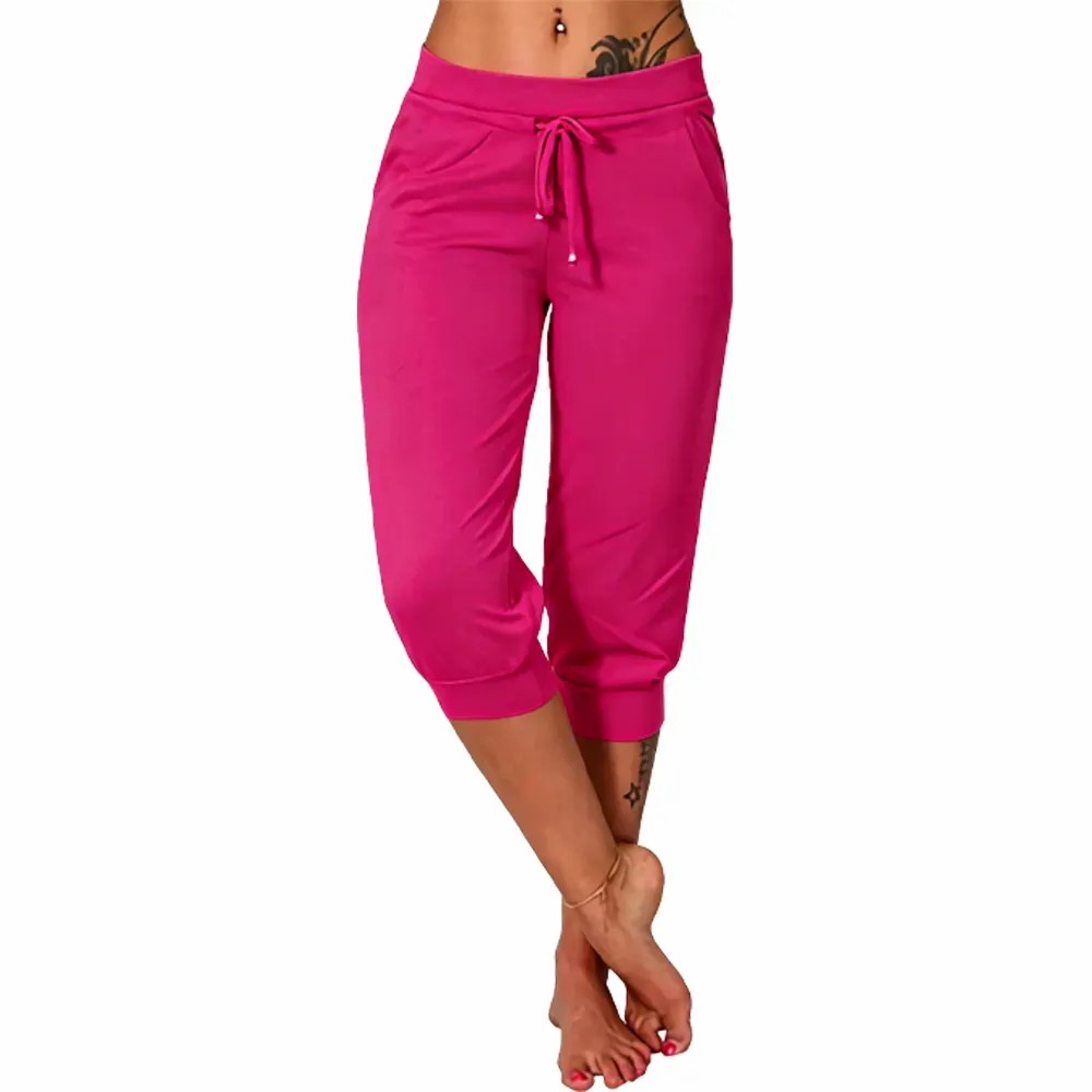 ⚡Final Clearance🔥[XS-5XL]Women's Plain Drawstring Waist Capris Pants