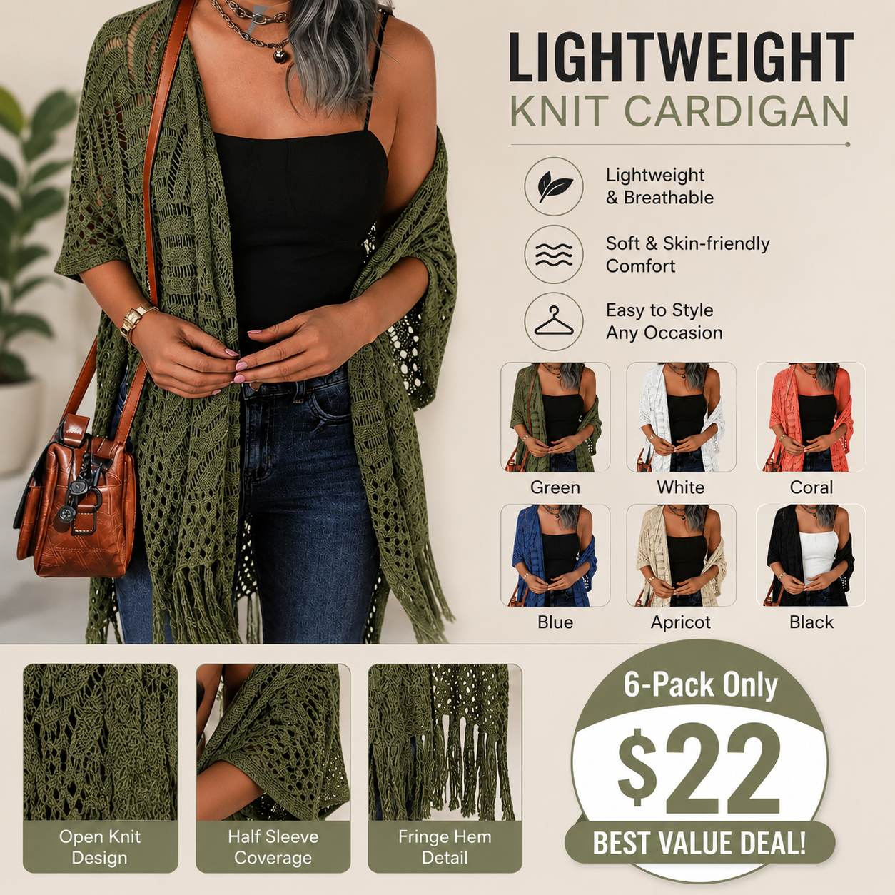 Women's Open Front Kimono Cardigan