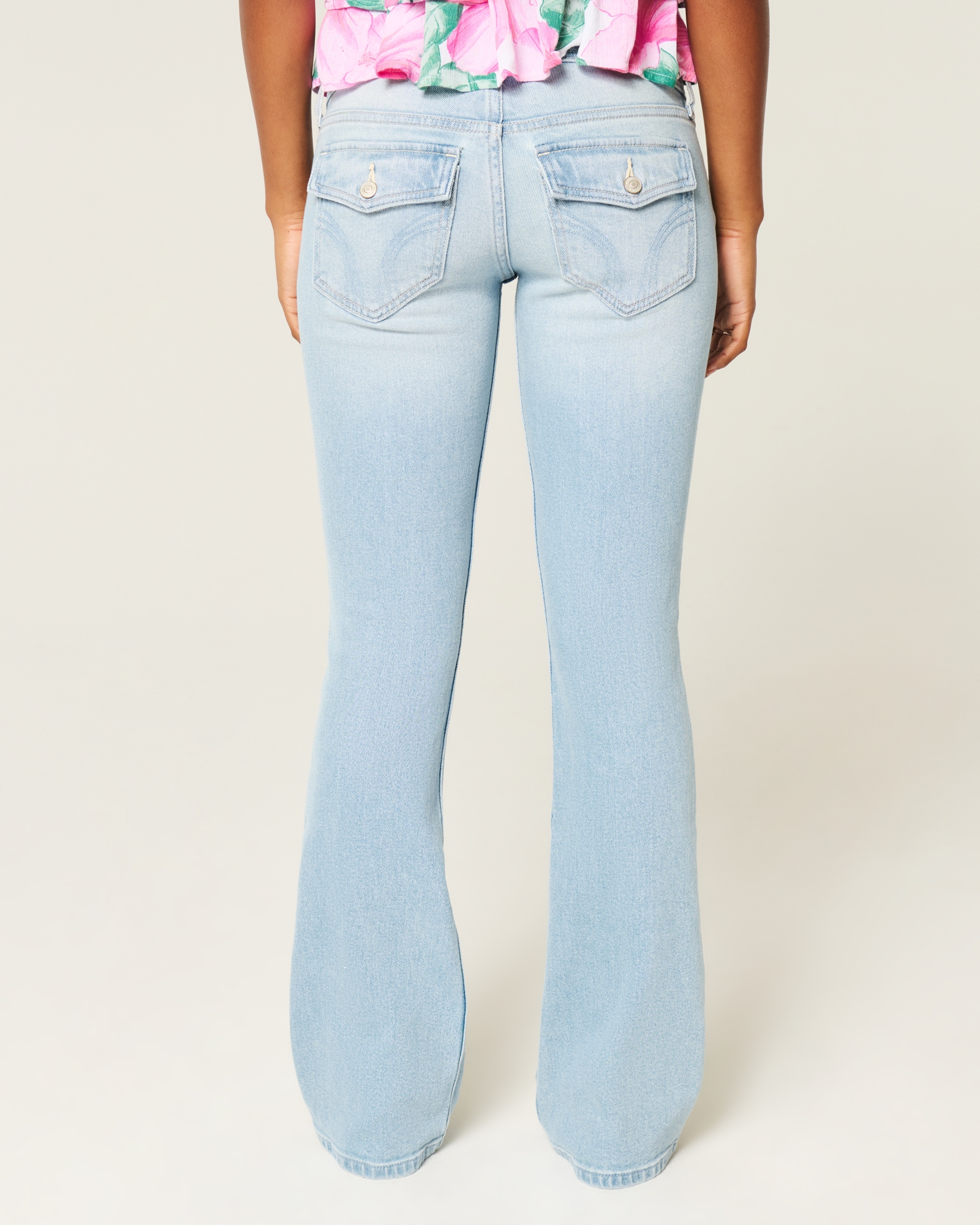 Low-Rise Dark Wash Embroidered Bootcut Jeans