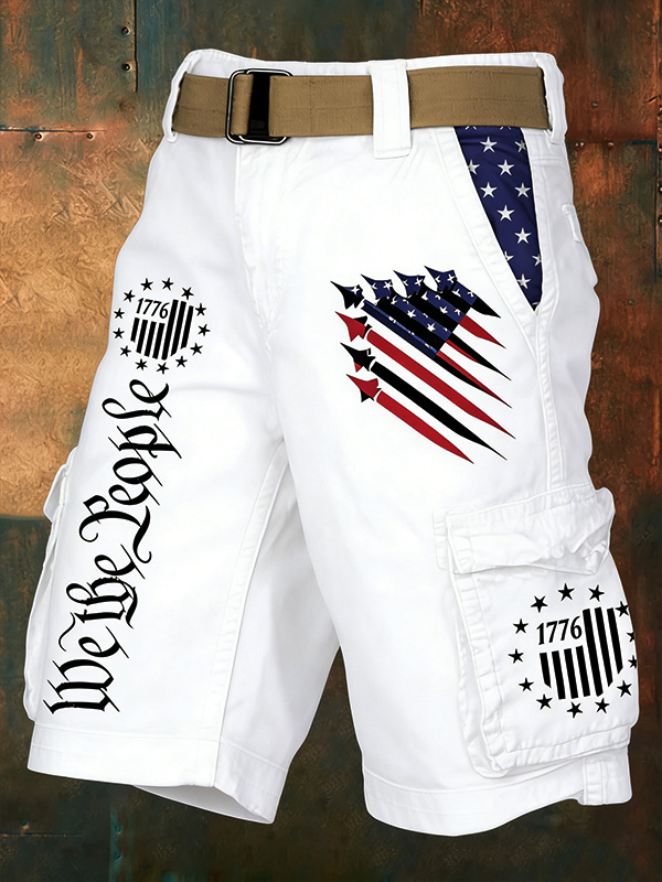 Men's We The People Stars and Stripes Print Denim-Like Cargo Shorts