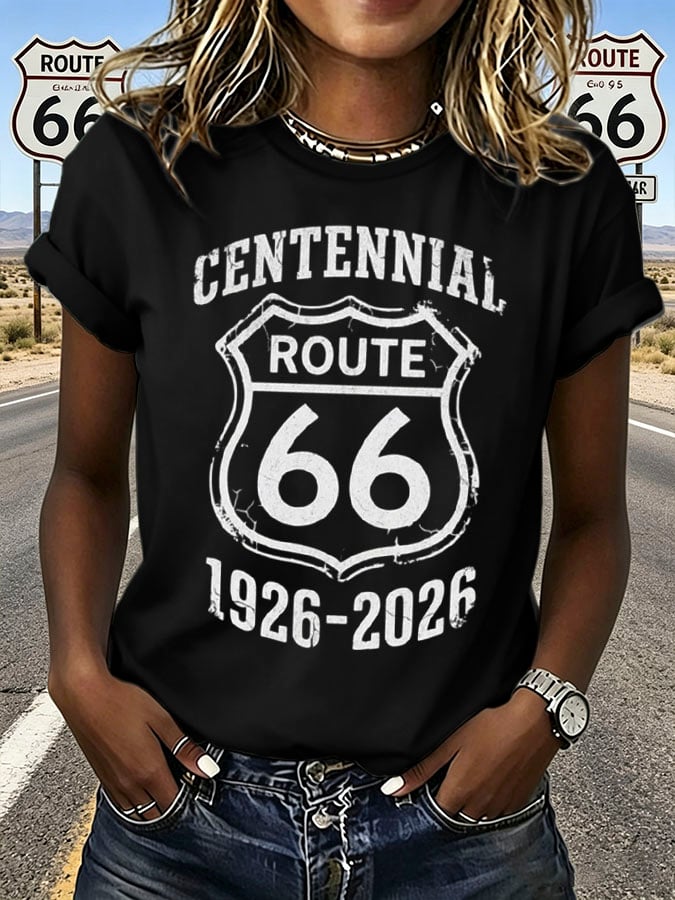 Women's Route 66 Centennial Print Casual T-shirt