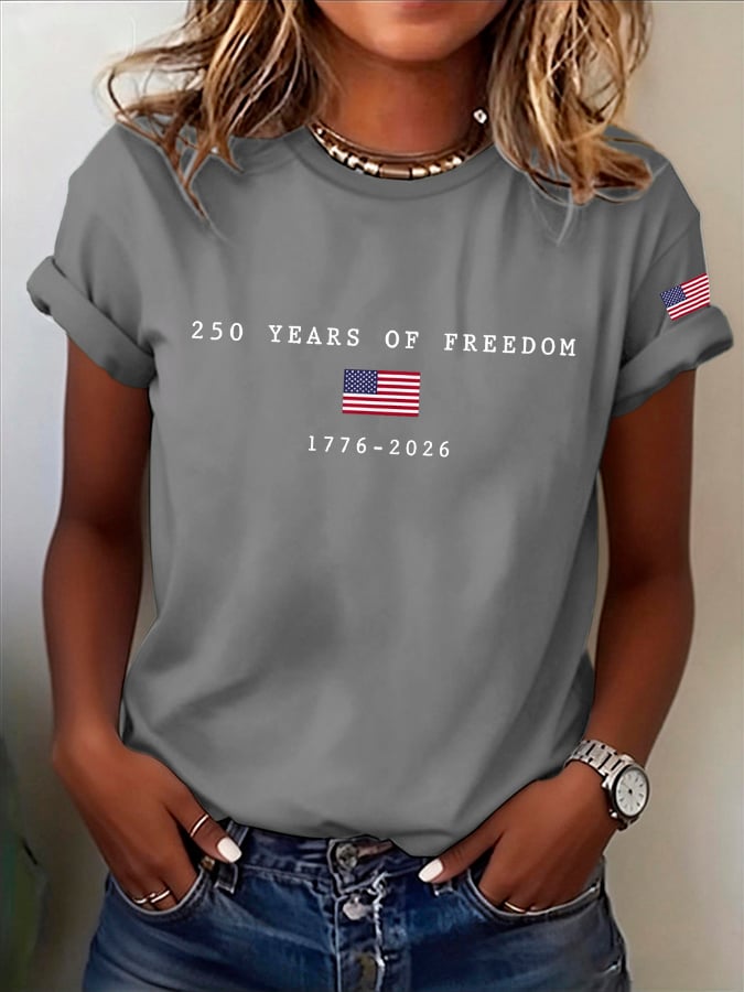 Women's America Flag Print T-shirt