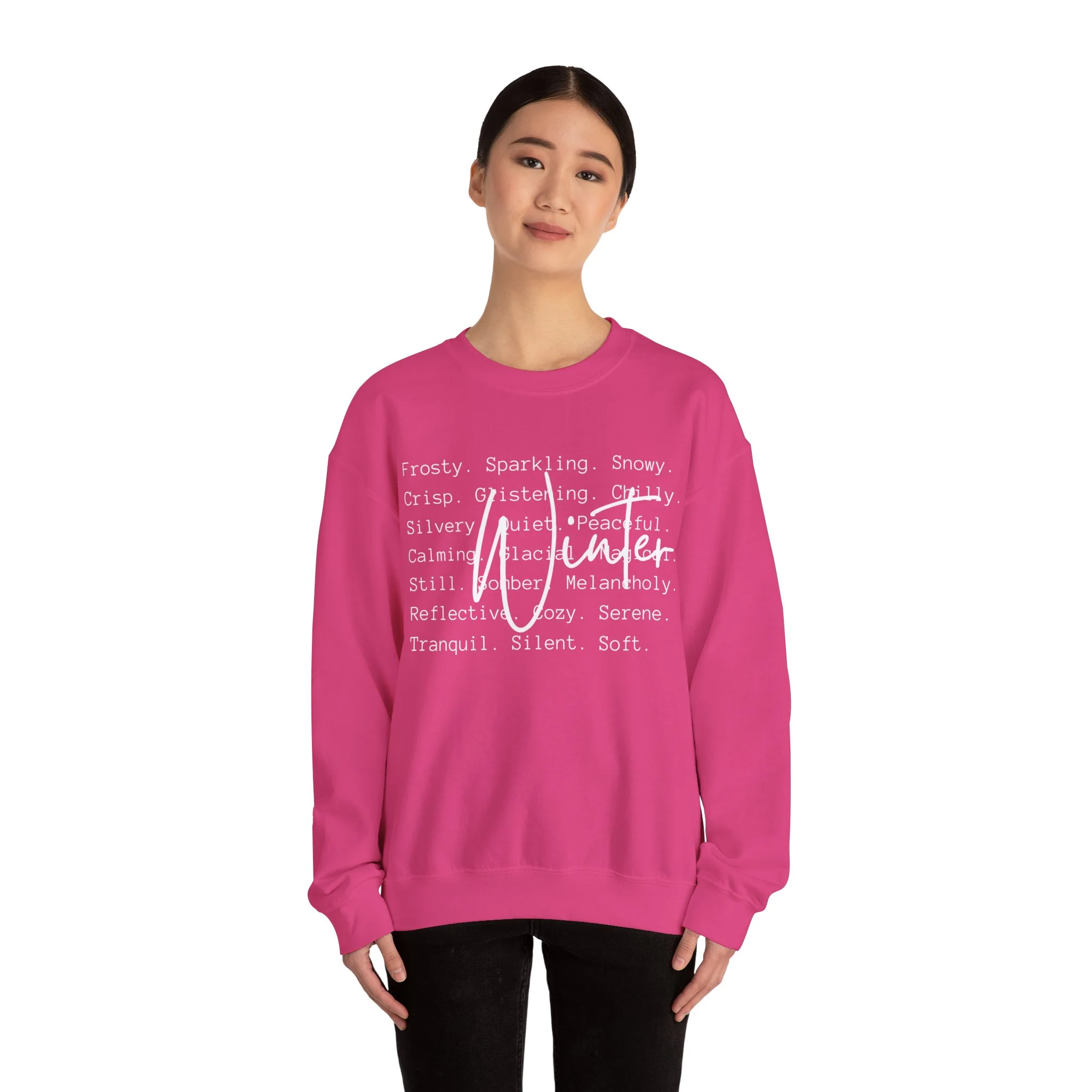 Winter White Script on Gildan Unisex Heavy Blend? Crewneck Sweatshirt