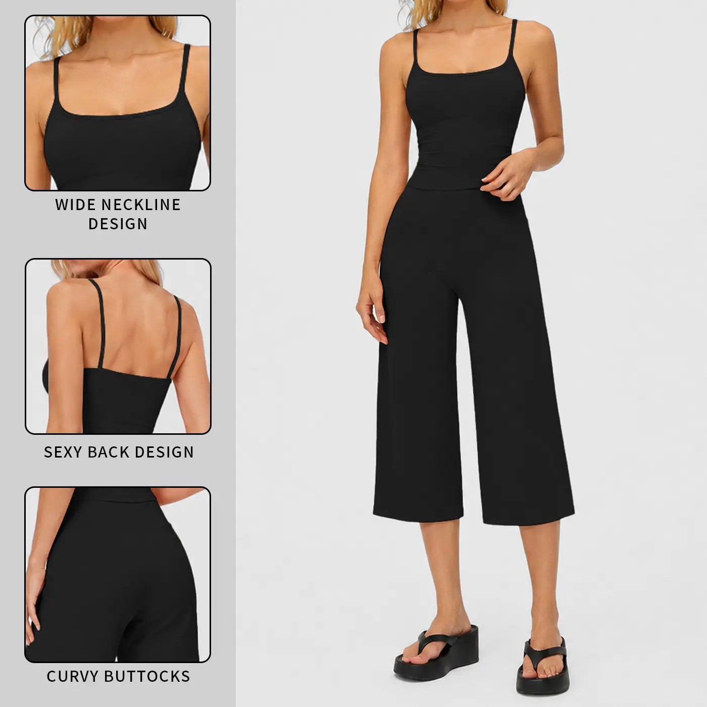 Women's 2-Piece Athleisure Workout Set – Slimming Camisole Tank & High Waisted Quick-Dry Shorts