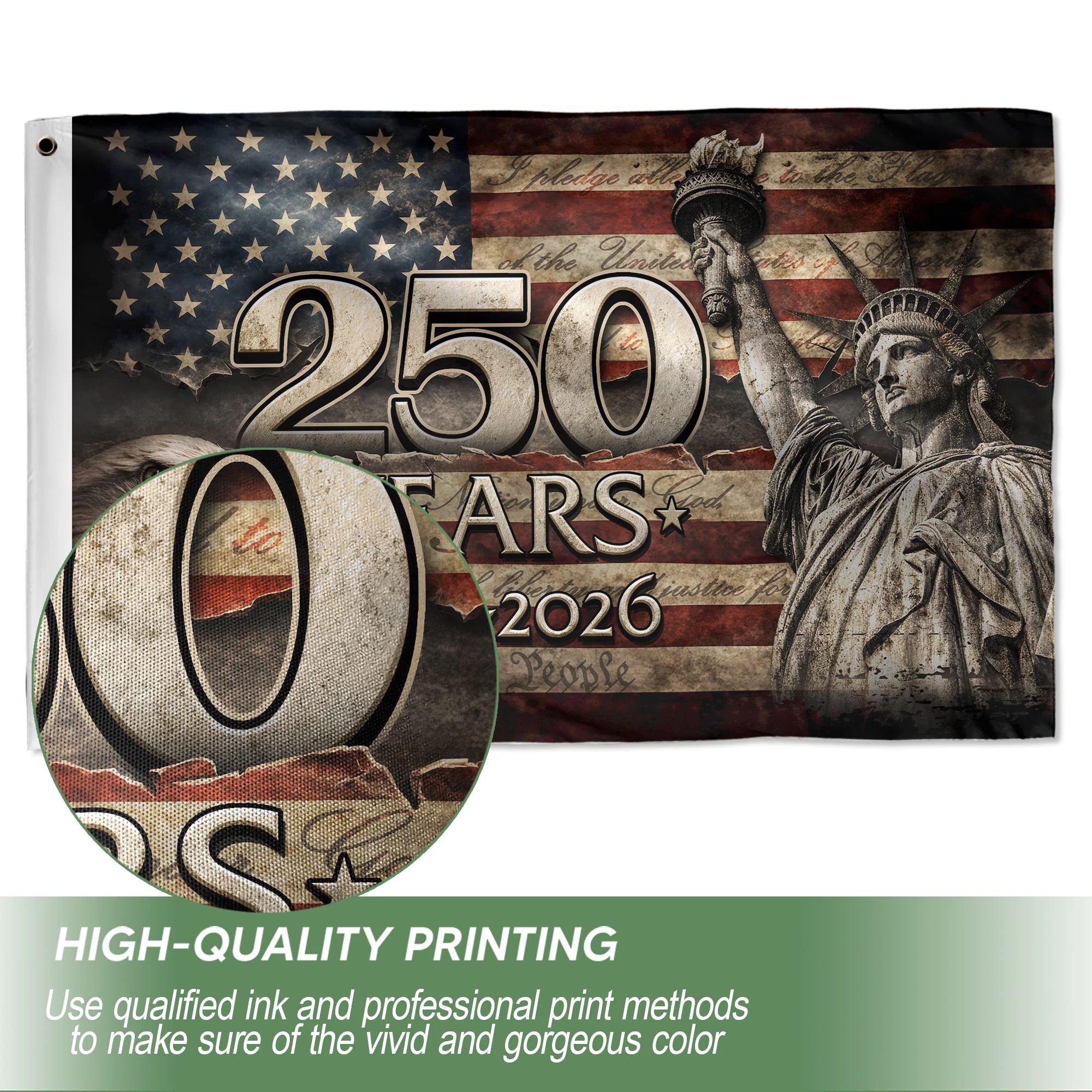 250 Years Flag 1776–2026 – Eagle & Liberty Patriotic American Décor