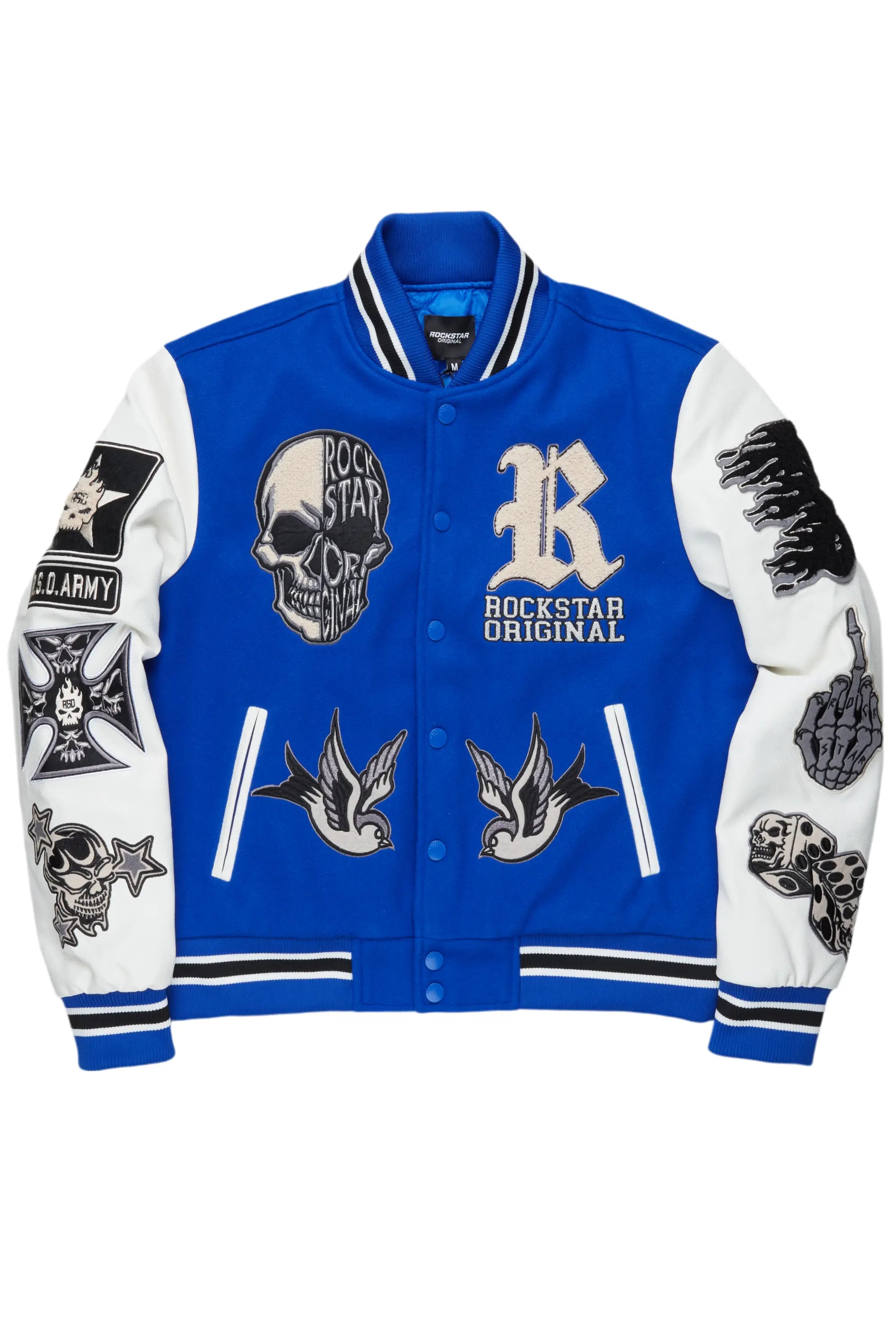Nikkeda Royal Blue Oversized Varsity Jacket