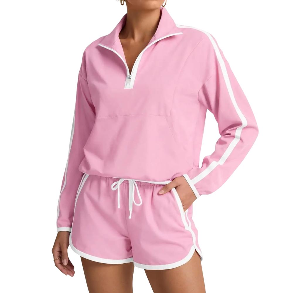Long Sleeve Pullover & Shorts Casual Outfit