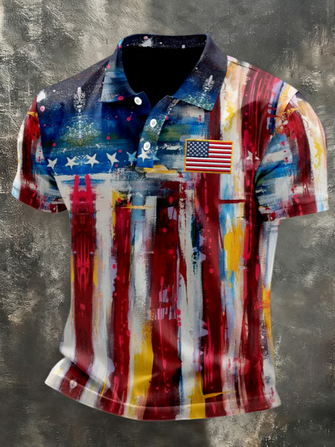 Men'S American Anniversary Short Sleeve Polo Shirt
