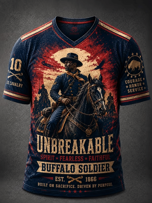 Men's Juneteenth Buffalo Soldier Cycling Art Print Top