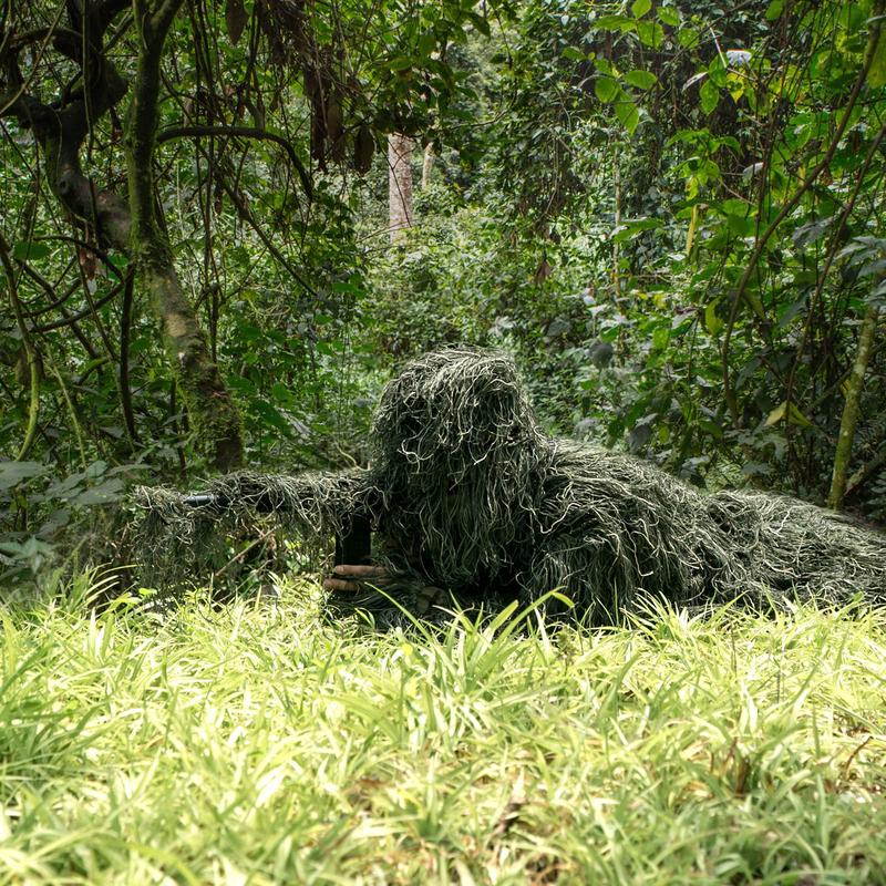 5 in 1 Ghillie Suit, 3D Camouflage Hunting Apparel Including Jacket, Pants, Hood, Carry Bag Suitable for Unisex Adults/Youth (S/M/L)