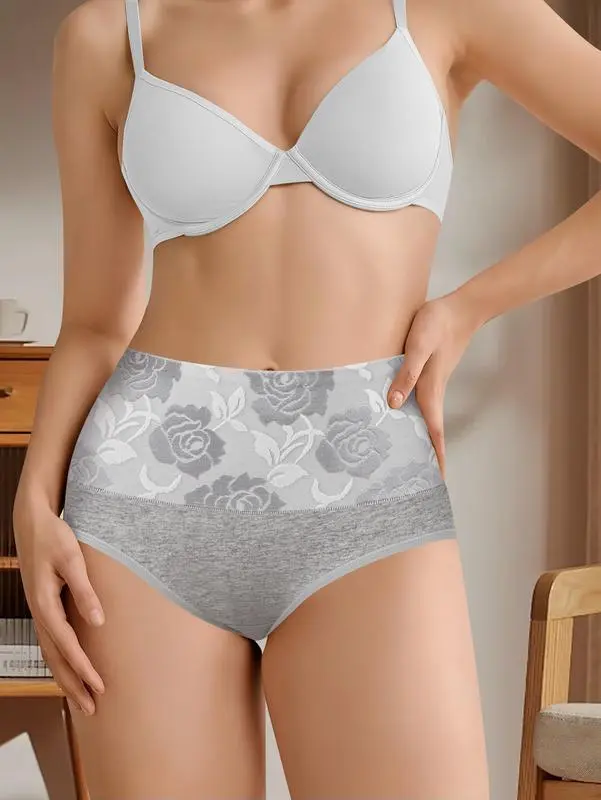 Women's 12-Pack High Waist Cotton Briefs – Tummy Control Hip Lifting Colorblock Printed Underwear S-XXL