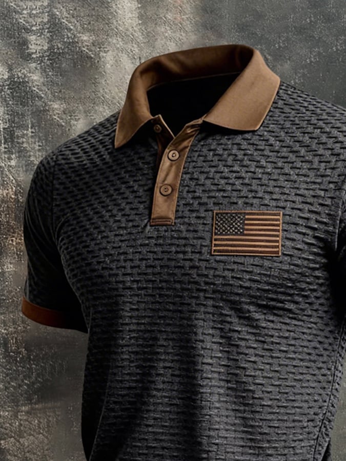 Men's Retro Color-Block Textured Fabric 