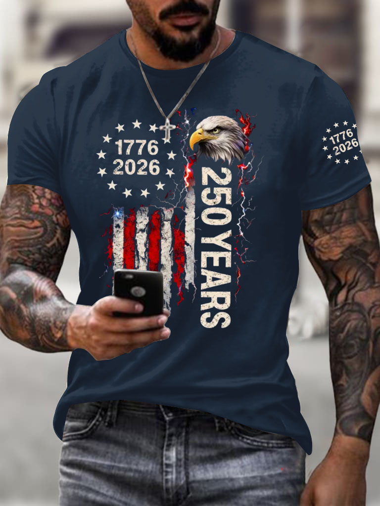 Men'S Bald Eagle American Printed T-Shirt