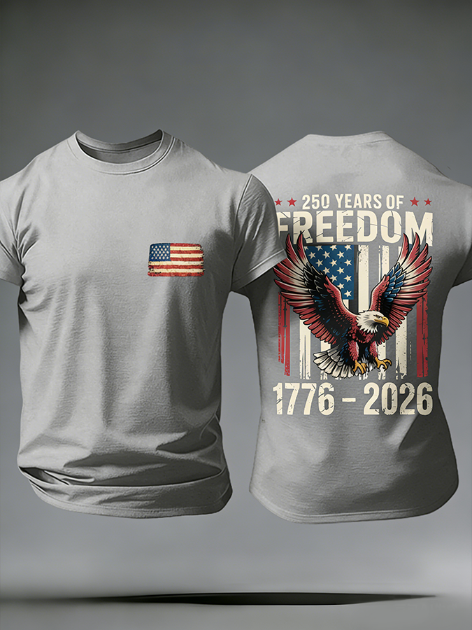 Men'S Casual American Founding Celebration Personalized Printed Round Neck T-Shirt