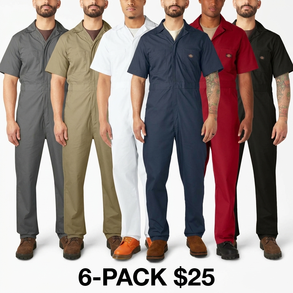 Men's Short Sleeve Coveralls – Lightweight Workwear with Elastic Waist & Wrinkle-Resistant Finish