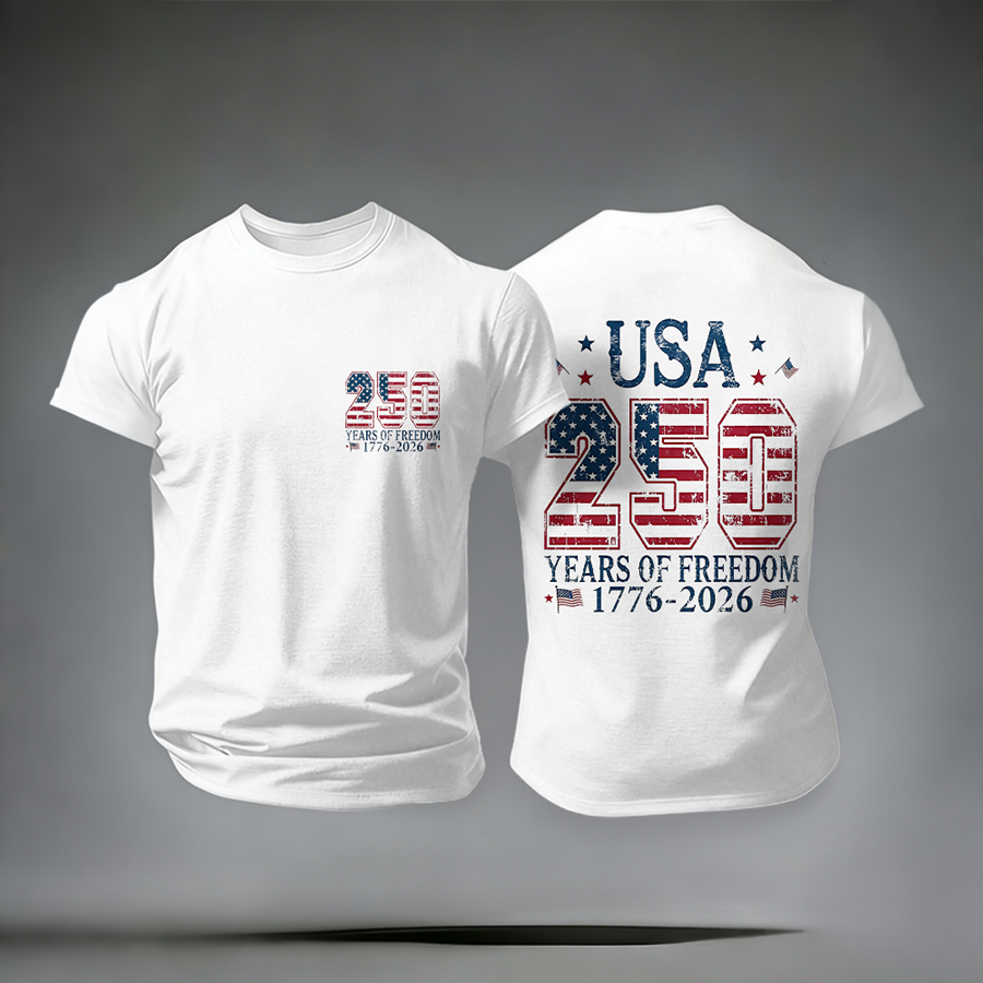 Men'S Casual American Founding Celebration Personalized Printed Round Neck T-Shirt