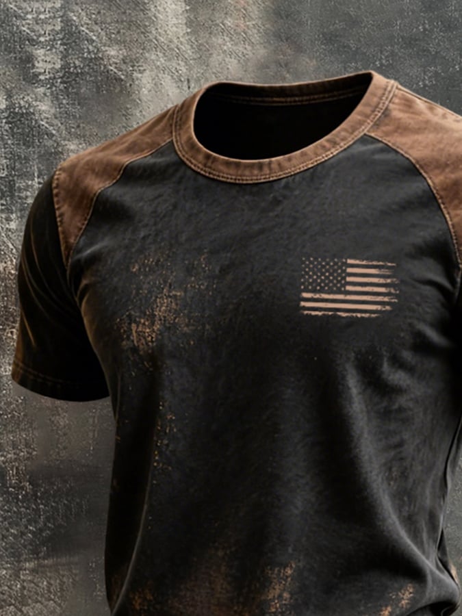 Men's Retro-Print, Color-Block 