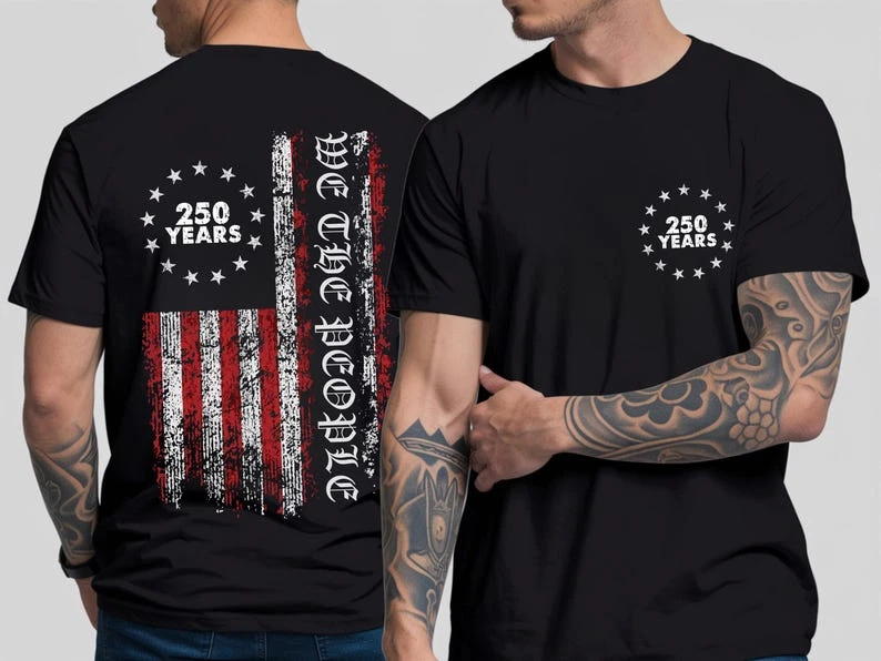 Men'S Casual American 1776-2026 Anniversary Printed Short Sleeved T-Shirt