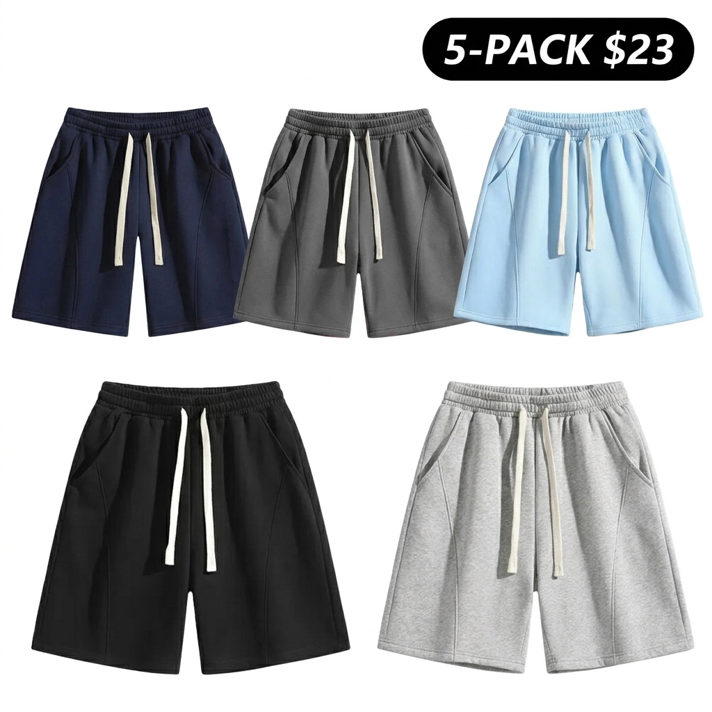 Men's Solid Pocket Waist Shorts, Lightweight Breathable Shorts