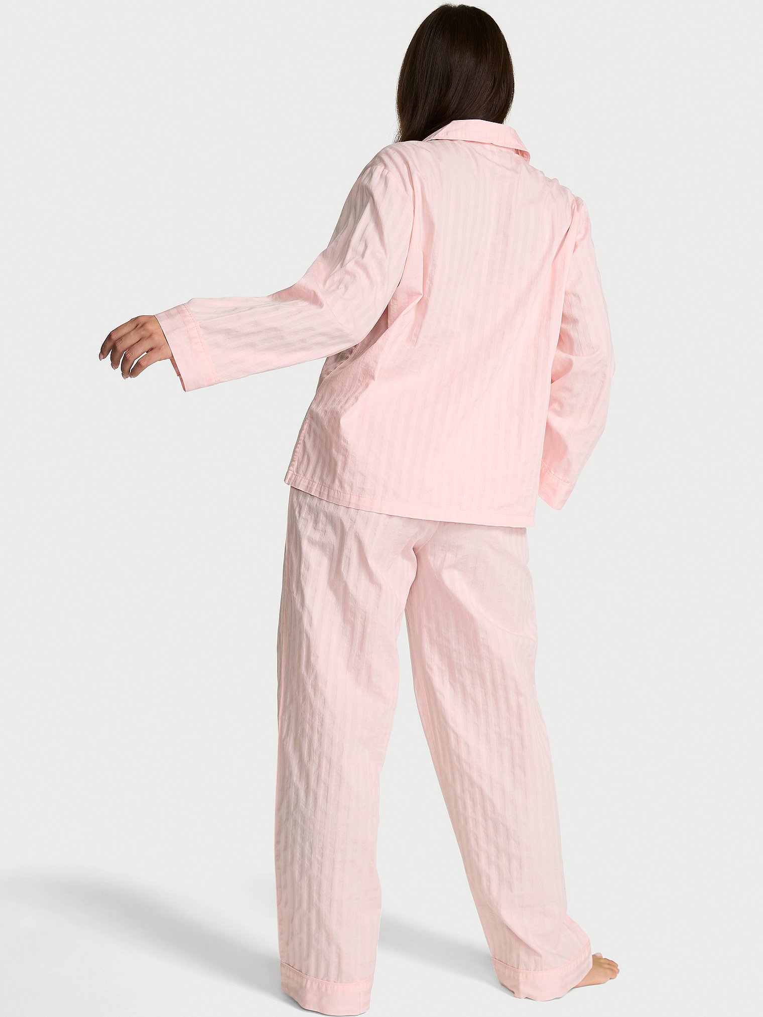 Heritage Cotton Shadow Stripe Long Pajama Set  Pretty Blossom Shadow Stripe