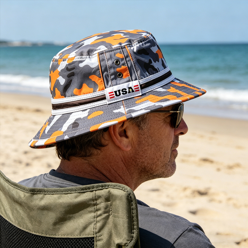 Unisex Camouflage-Print Casual Bucket Hat