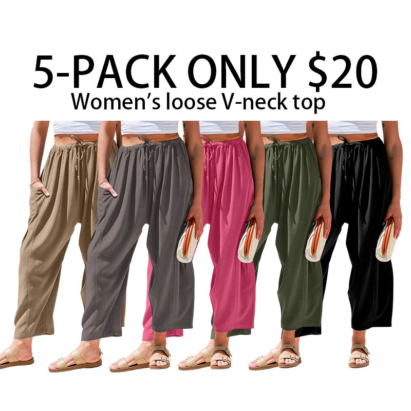 Womens Linen Blend Wide Leg Pants Oversize Casual Loose Fit Beach Palazzo