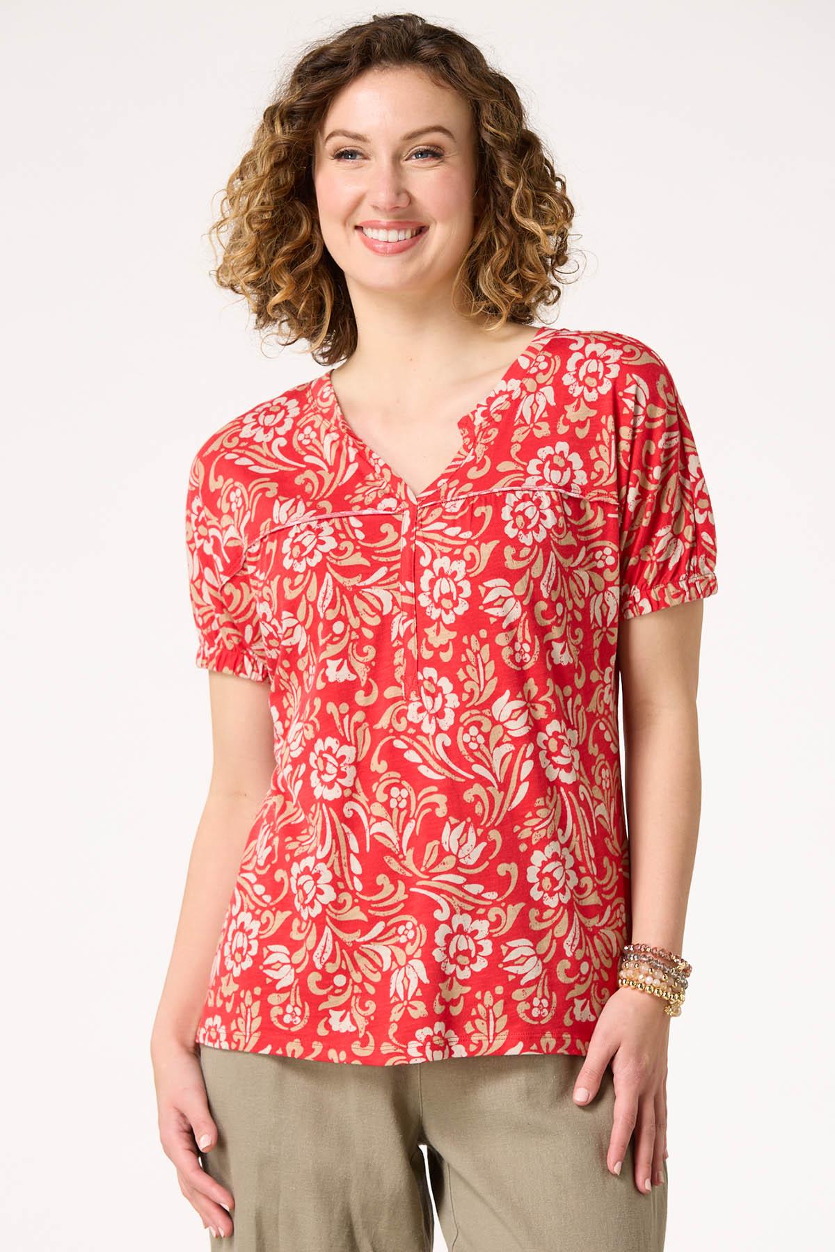 Red Floral Top