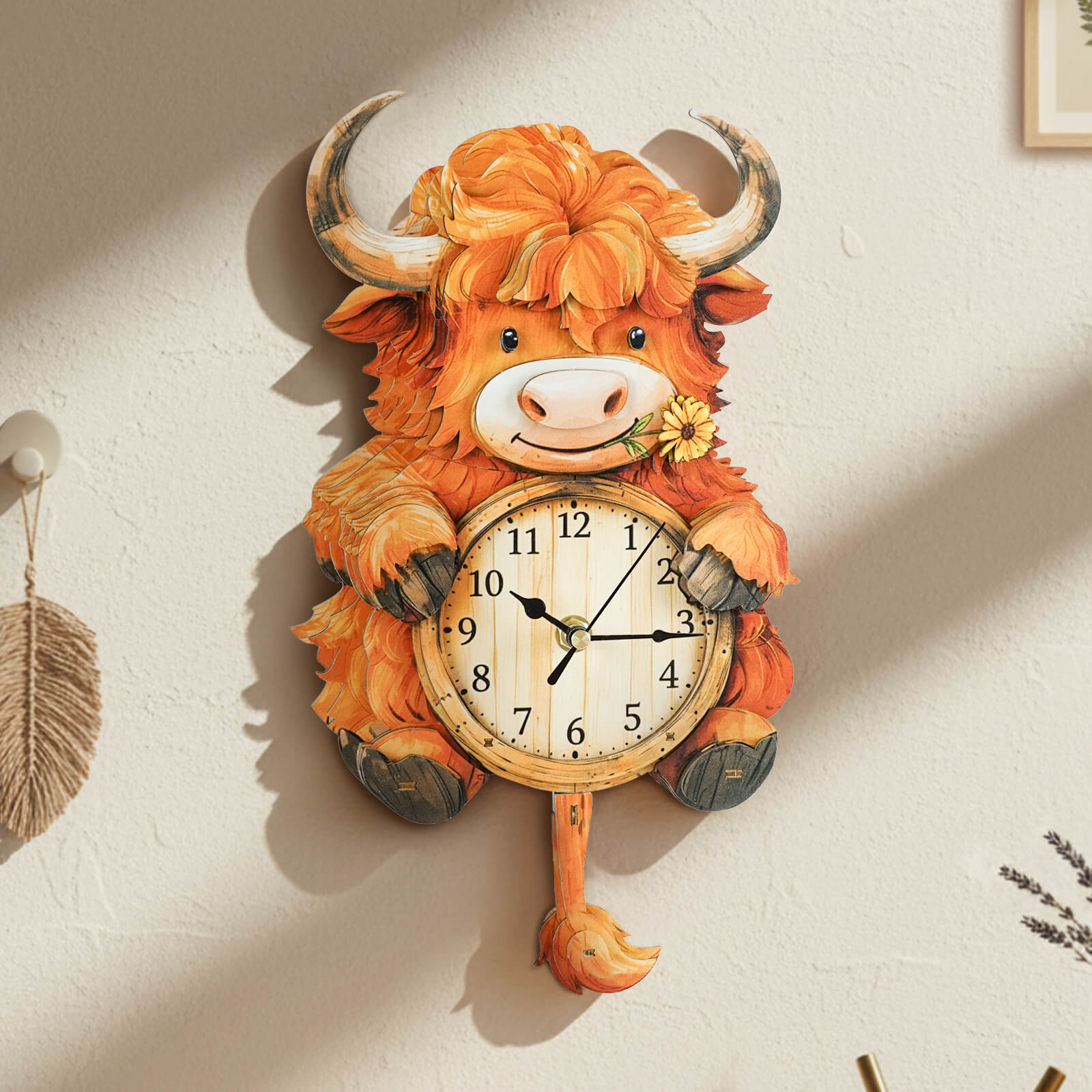 Highland Cattle DIY Wooden Clock, 3D Puzzle Craft Kit