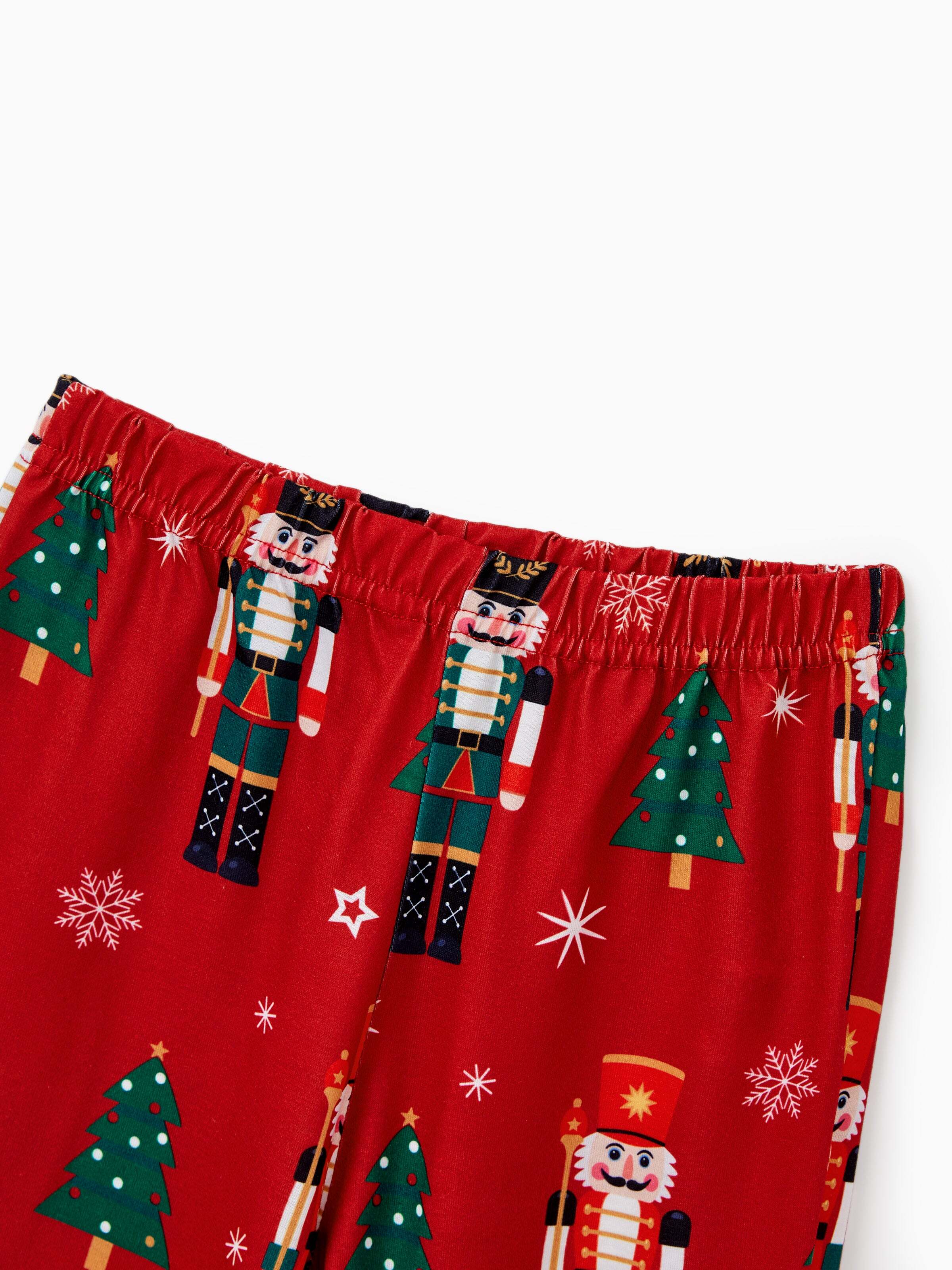 Christmas Matching Family Pajamas Set Nutcracker Print PJS with Christmas Socks Red