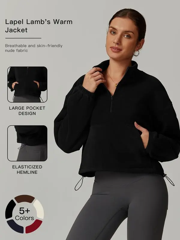 Women's Sporty Hooded Sweatshirt with Drawstring and Pocket