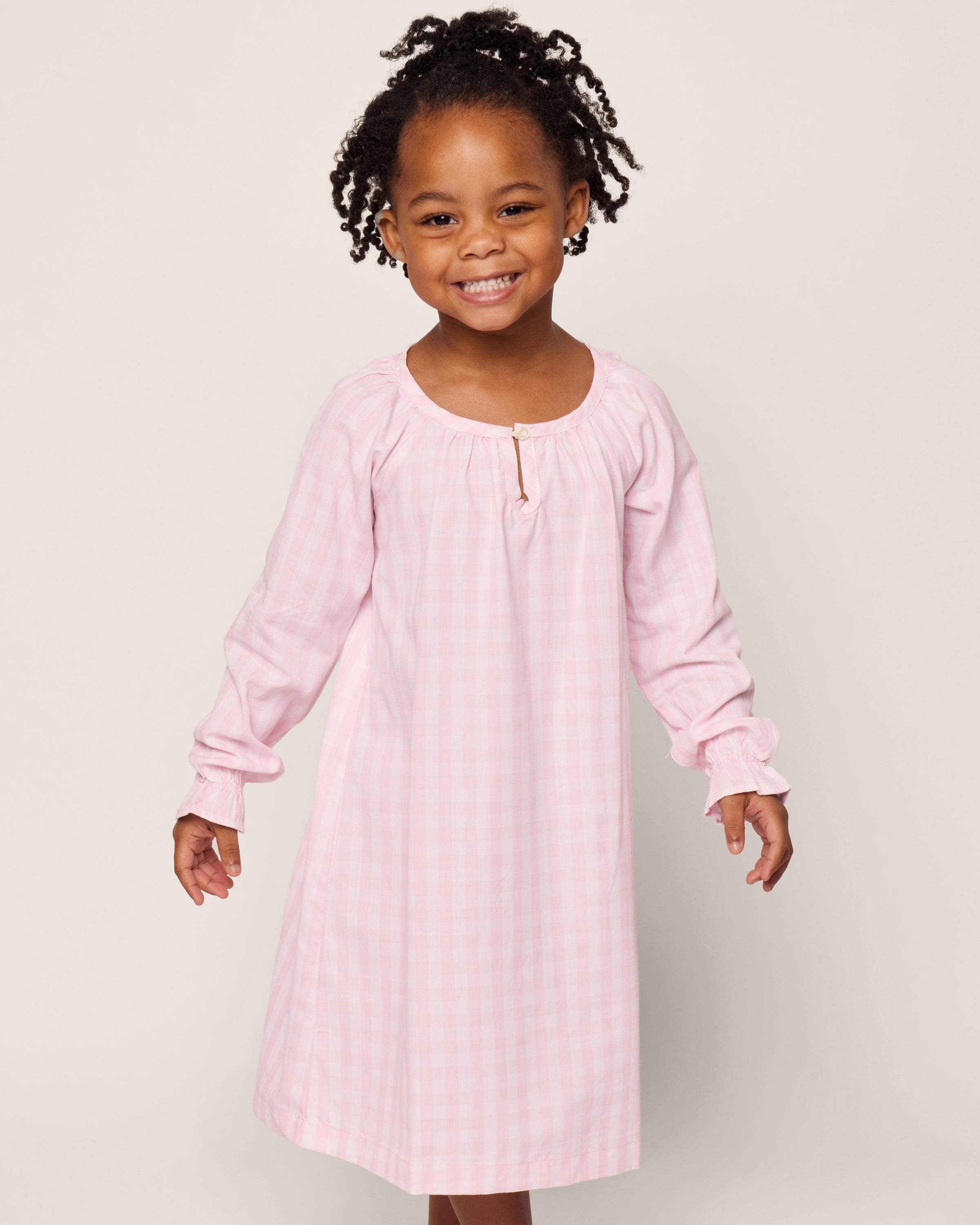 Girl's Twill Delphine Nightgown in Pink Gingham