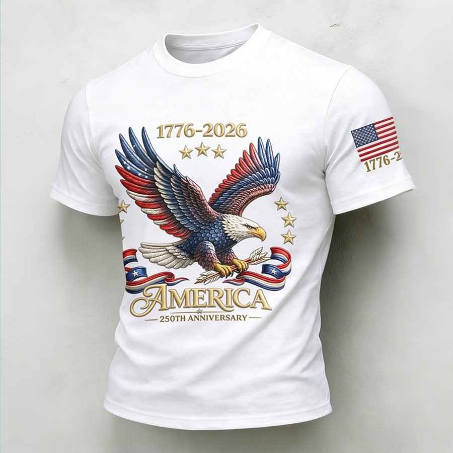 Men'S Casual American Founding Celebration Personalized Printed Round Neck T-Shirt