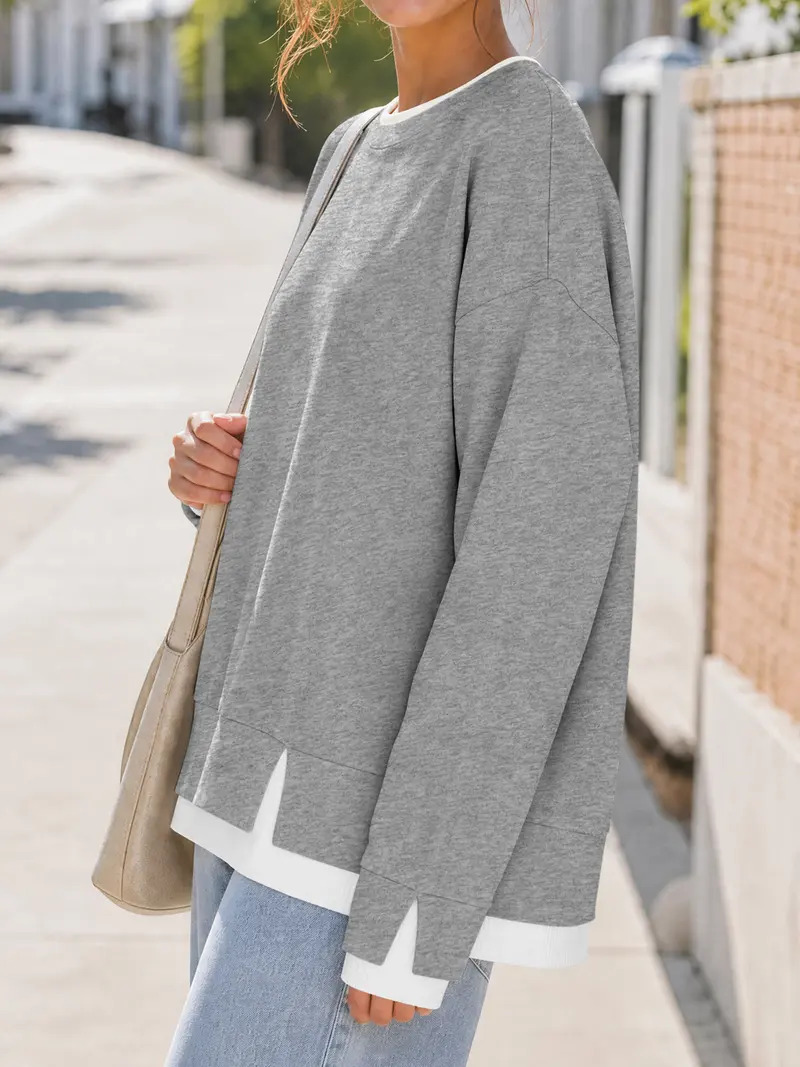Women's faux-layered style sweatshirt