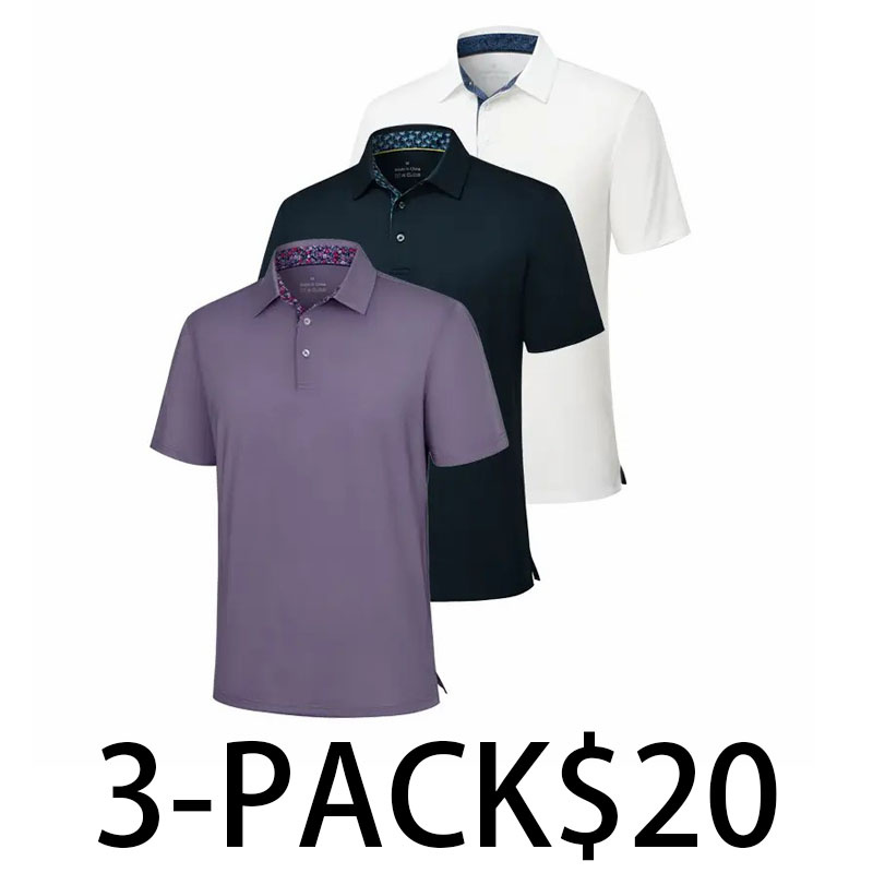 Men's 6-Pack Performance Polo Shirts – Breathable, Quick-Dry, UPF30+
