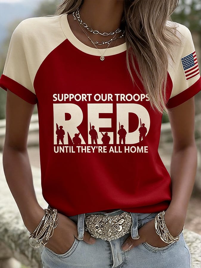 Women's Red Friday Print Raglan Sleeve T-Shirt