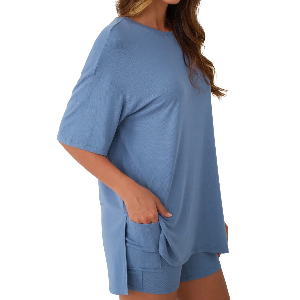 🔥Women's Two Piece Lounge Set Summer Casual Oversized Shirts Biker Shorts