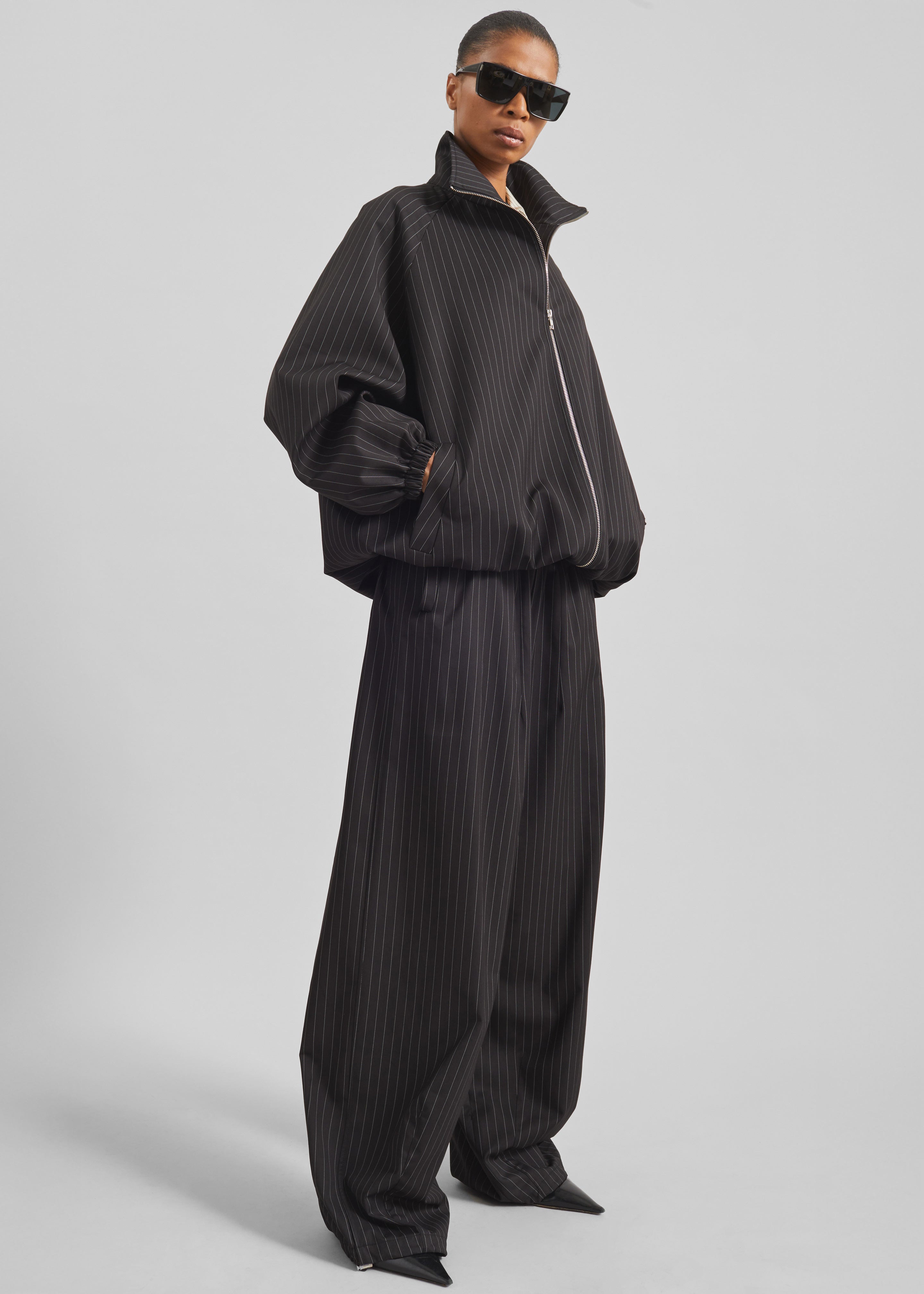 Baxter Track Jacket - Black/White Pinstripe