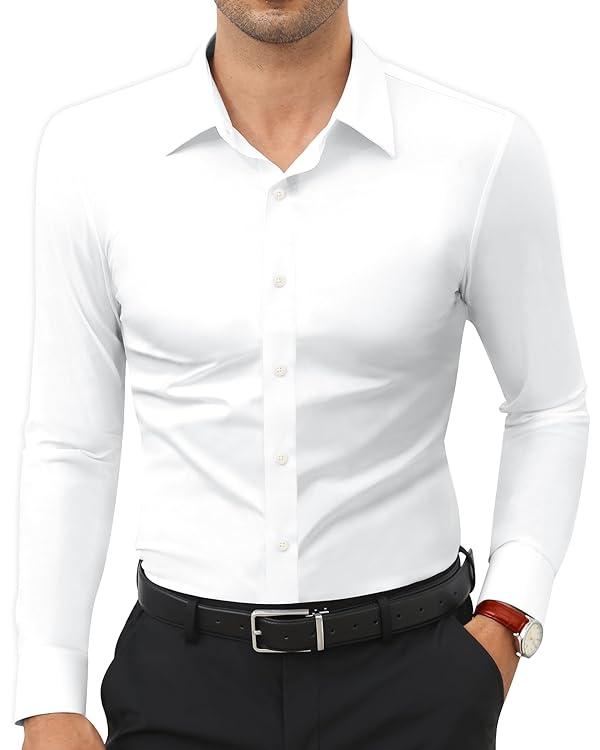Men’s Stretch Slim-Fit Long Sleeve Dress Shirt