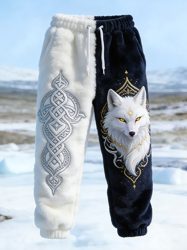 Men's Arctic Fox Ethnic Patterns Contrast Print Casual Flannel Pants