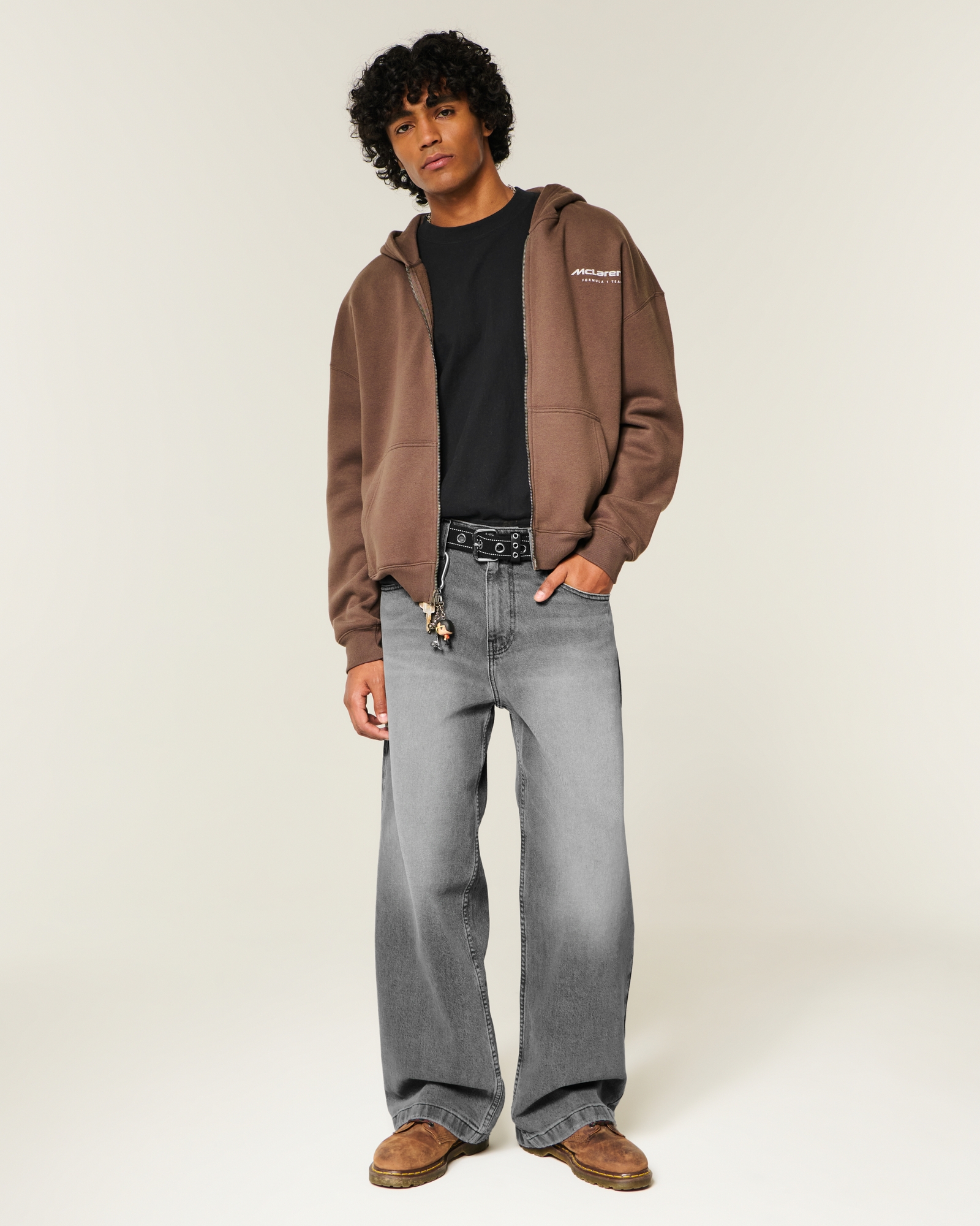 Dark Wash Logo Embroidery Super Baggy Jeans