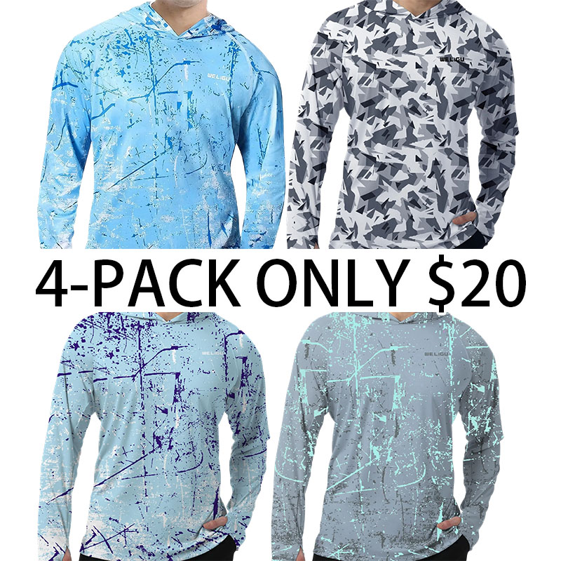 Men's UPF 50+ Sun Protection Hoodie Shirt Long Sleeve SPF Fishing Outdoor UV Hiking Lightweight Shirts