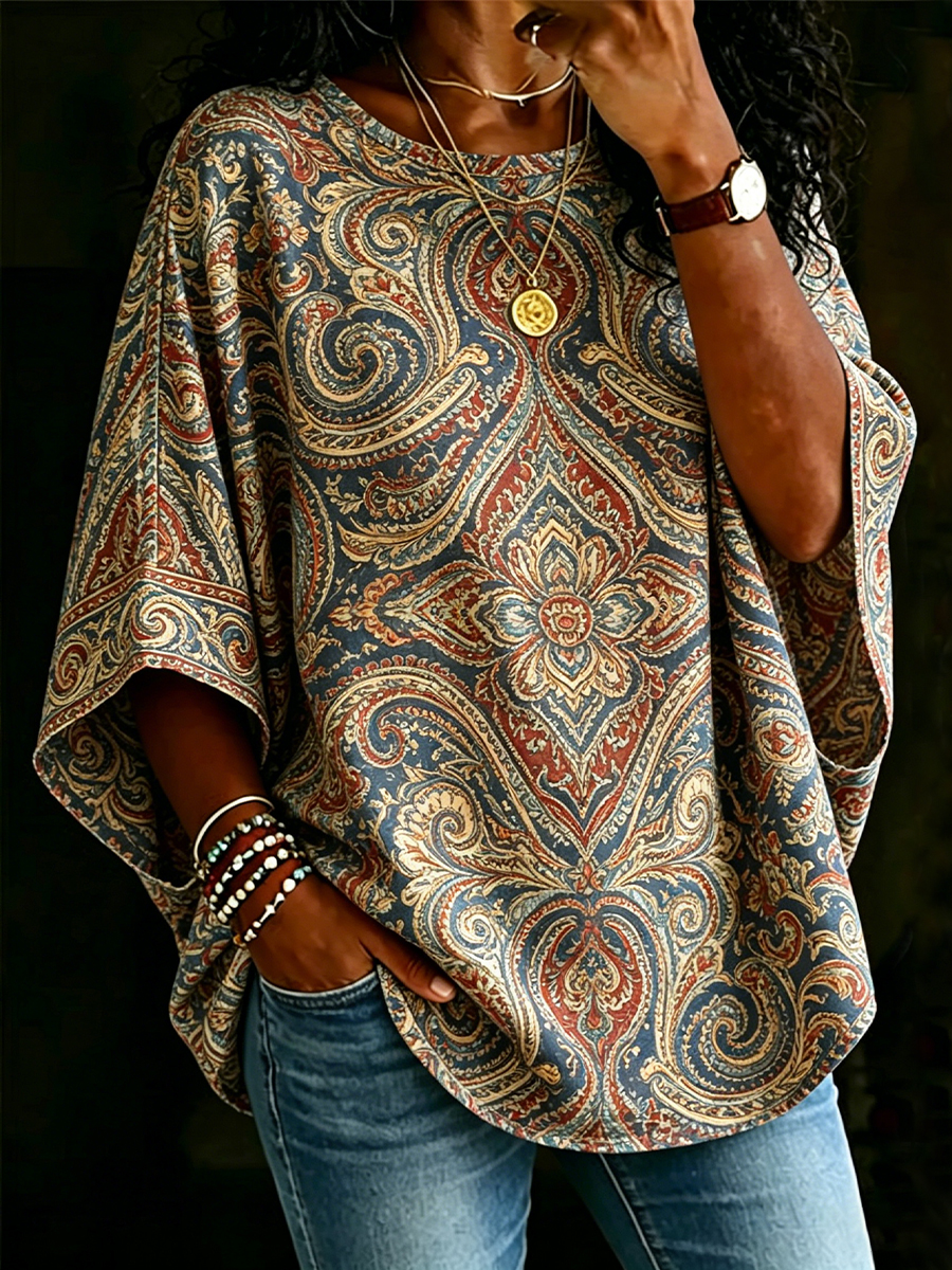 African Women's Paisley Floral Art Print T-Shirt