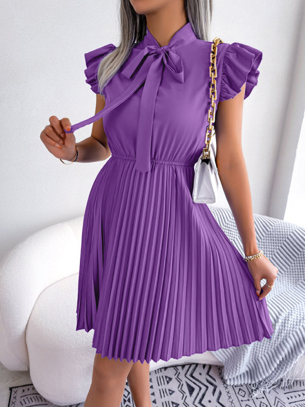 Temperament Lace-Up Waist Pleated Skirt