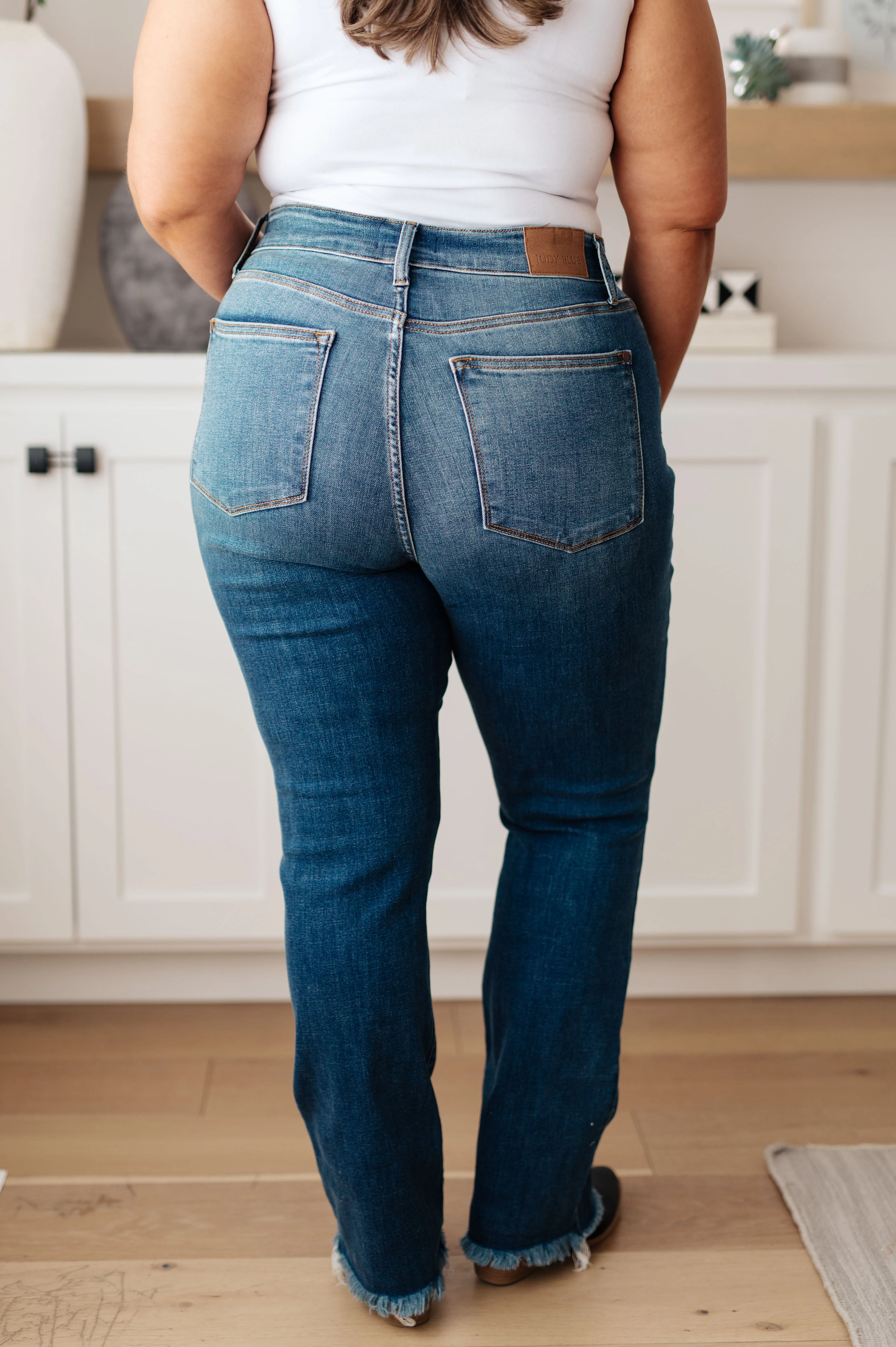 Blue Morgan High Rise Distressed Straight Jeans