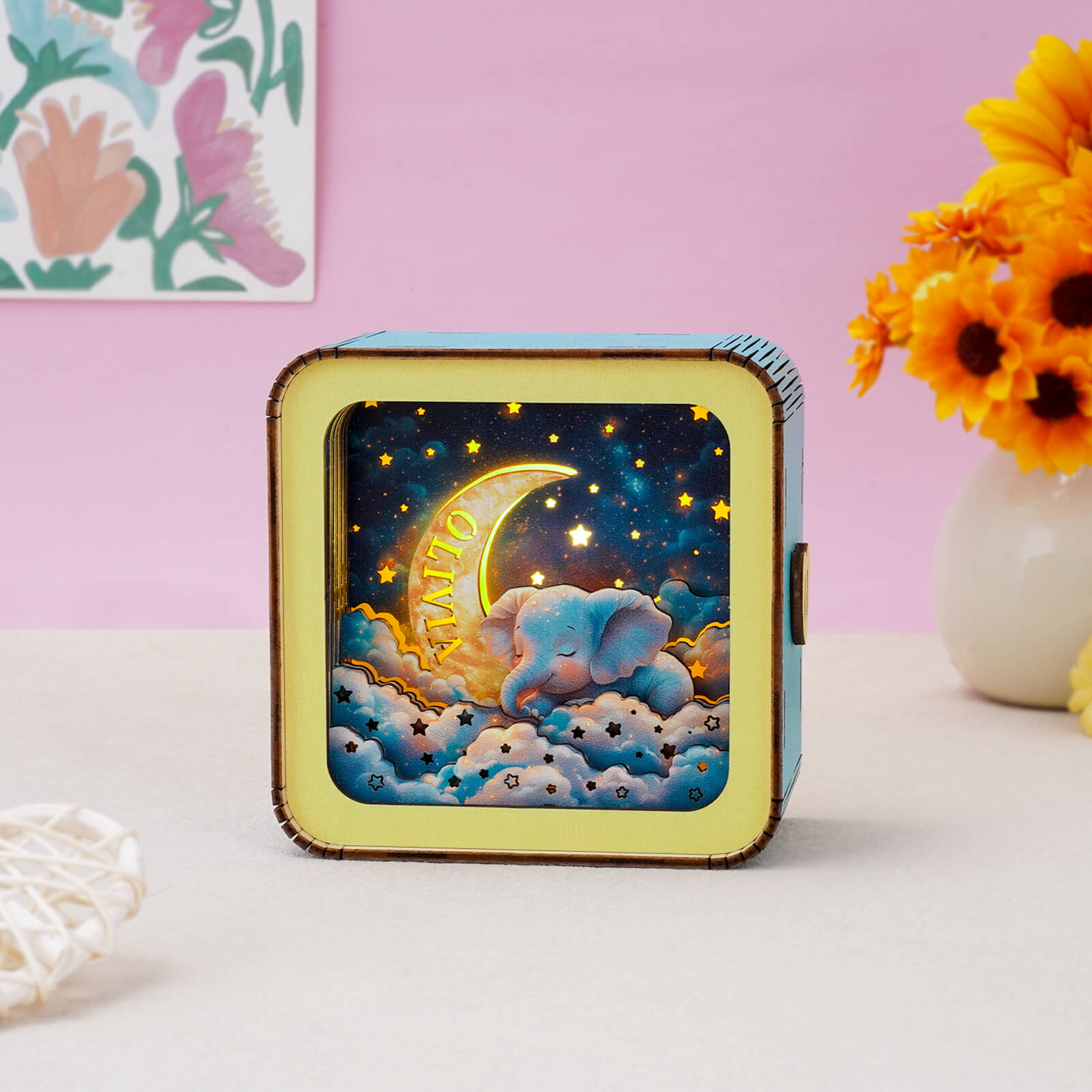 Dream Elephant 1 Kit - Personalized 3D Wooden Puzzle Night Light