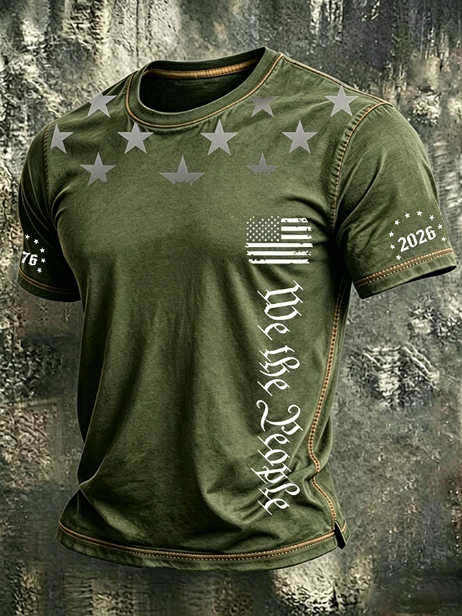 Men'S American Flag Printed Casual T-Shirt